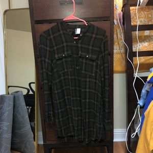 Long Sleeve plaid  dress